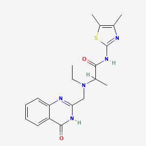 molecular formula C19H23N5O2S B7148521 N-(4,5-dimethyl-1,3-thiazol-2-yl)-2-[ethyl-[(4-oxo-3H-quinazolin-2-yl)methyl]amino]propanamide 