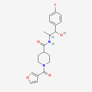molecular formula C20H23FN2O4 B7148571 N-[1-(4-fluorophenyl)-1-hydroxypropan-2-yl]-1-(furan-3-carbonyl)piperidine-4-carboxamide 