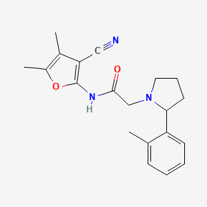 molecular formula C20H23N3O2 B7148633 N-(3-cyano-4,5-dimethylfuran-2-yl)-2-[2-(2-methylphenyl)pyrrolidin-1-yl]acetamide 