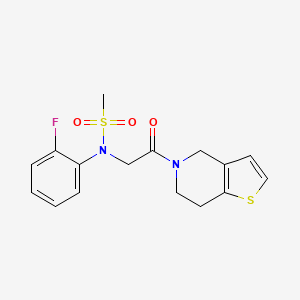 molecular formula C16H17FN2O3S2 B7148653 N-[2-(6,7-dihydro-4H-thieno[3,2-c]pyridin-5-yl)-2-oxoethyl]-N-(2-fluorophenyl)methanesulfonamide 