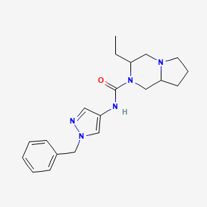 molecular formula C20H27N5O B7148664 N-(1-benzylpyrazol-4-yl)-3-ethyl-3,4,6,7,8,8a-hexahydro-1H-pyrrolo[1,2-a]pyrazine-2-carboxamide 