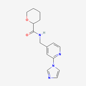 molecular formula C15H18N4O2 B7148807 N-[(2-imidazol-1-ylpyridin-4-yl)methyl]oxane-2-carboxamide 