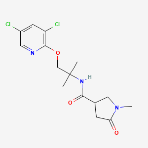 molecular formula C15H19Cl2N3O3 B7148828 N-[1-(3,5-dichloropyridin-2-yl)oxy-2-methylpropan-2-yl]-1-methyl-5-oxopyrrolidine-3-carboxamide 