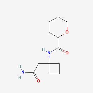 molecular formula C12H20N2O3 B7148840 N-[1-(2-amino-2-oxoethyl)cyclobutyl]oxane-2-carboxamide 