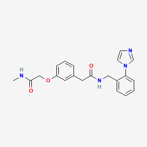 molecular formula C21H22N4O3 B7148858 N-[(2-imidazol-1-ylphenyl)methyl]-2-[3-[2-(methylamino)-2-oxoethoxy]phenyl]acetamide 