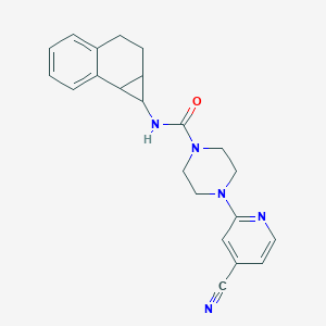 molecular formula C22H23N5O B7148962 N-(1a,2,3,7b-tetrahydro-1H-cyclopropa[a]naphthalen-1-yl)-4-(4-cyanopyridin-2-yl)piperazine-1-carboxamide 