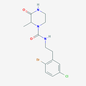 molecular formula C14H17BrClN3O2 B7148967 N-[2-(2-bromo-5-chlorophenyl)ethyl]-2-methyl-3-oxopiperazine-1-carboxamide 