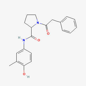 molecular formula C20H22N2O3 B7148983 N-(4-hydroxy-3-methylphenyl)-1-(2-phenylacetyl)pyrrolidine-2-carboxamide 