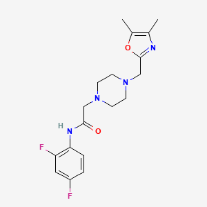 molecular formula C18H22F2N4O2 B7149005 N-(2,4-difluorophenyl)-2-[4-[(4,5-dimethyl-1,3-oxazol-2-yl)methyl]piperazin-1-yl]acetamide 