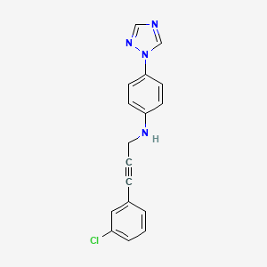 molecular formula C17H13ClN4 B7149098 N-[3-(3-chlorophenyl)prop-2-ynyl]-4-(1,2,4-triazol-1-yl)aniline 