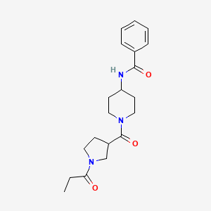 molecular formula C20H27N3O3 B7149159 N-[1-(1-propanoylpyrrolidine-3-carbonyl)piperidin-4-yl]benzamide 