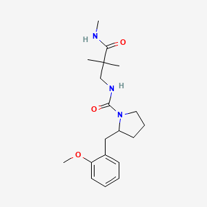 molecular formula C19H29N3O3 B7149199 N-[2,2-dimethyl-3-(methylamino)-3-oxopropyl]-2-[(2-methoxyphenyl)methyl]pyrrolidine-1-carboxamide 