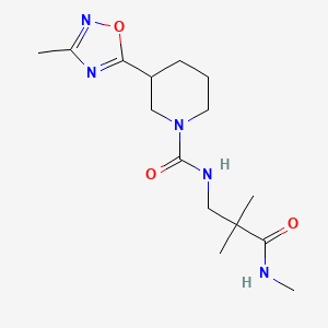 molecular formula C15H25N5O3 B7149207 N-[2,2-dimethyl-3-(methylamino)-3-oxopropyl]-3-(3-methyl-1,2,4-oxadiazol-5-yl)piperidine-1-carboxamide 