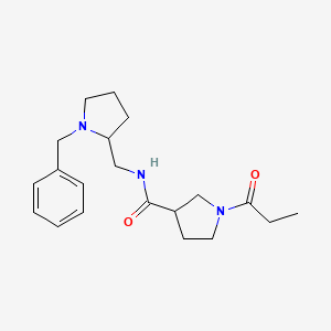 molecular formula C20H29N3O2 B7149209 N-[(1-benzylpyrrolidin-2-yl)methyl]-1-propanoylpyrrolidine-3-carboxamide 