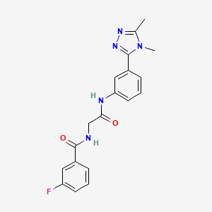 molecular formula C19H18FN5O2 B7149235 N-[2-[3-(4,5-dimethyl-1,2,4-triazol-3-yl)anilino]-2-oxoethyl]-3-fluorobenzamide 
