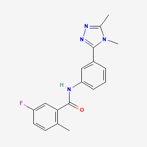 molecular formula C18H17FN4O B7149240 N-[3-(4,5-dimethyl-1,2,4-triazol-3-yl)phenyl]-5-fluoro-2-methylbenzamide 