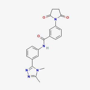molecular formula C21H19N5O3 B7149253 N-[3-(4,5-dimethyl-1,2,4-triazol-3-yl)phenyl]-3-(2,5-dioxopyrrolidin-1-yl)benzamide 