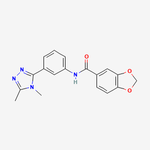molecular formula C18H16N4O3 B7149254 N-[3-(4,5-dimethyl-1,2,4-triazol-3-yl)phenyl]-1,3-benzodioxole-5-carboxamide 