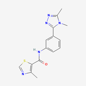 molecular formula C15H15N5OS B7149257 N-[3-(4,5-dimethyl-1,2,4-triazol-3-yl)phenyl]-4-methyl-1,3-thiazole-5-carboxamide 