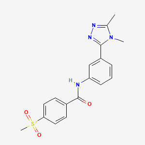 molecular formula C18H18N4O3S B7149271 N-[3-(4,5-dimethyl-1,2,4-triazol-3-yl)phenyl]-4-methylsulfonylbenzamide 