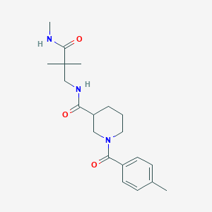 molecular formula C20H29N3O3 B7149279 N-[2,2-dimethyl-3-(methylamino)-3-oxopropyl]-1-(4-methylbenzoyl)piperidine-3-carboxamide 