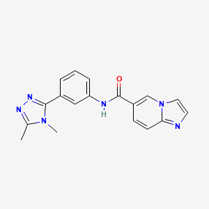 molecular formula C18H16N6O B7149313 N-[3-(4,5-dimethyl-1,2,4-triazol-3-yl)phenyl]imidazo[1,2-a]pyridine-6-carboxamide 