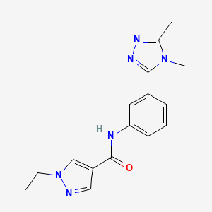 molecular formula C16H18N6O B7149324 N-[3-(4,5-dimethyl-1,2,4-triazol-3-yl)phenyl]-1-ethylpyrazole-4-carboxamide 