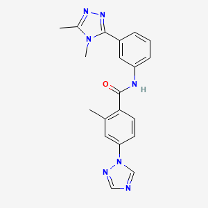 molecular formula C20H19N7O B7149356 N-[3-(4,5-dimethyl-1,2,4-triazol-3-yl)phenyl]-2-methyl-4-(1,2,4-triazol-1-yl)benzamide 