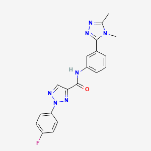 molecular formula C19H16FN7O B7149362 N-[3-(4,5-dimethyl-1,2,4-triazol-3-yl)phenyl]-2-(4-fluorophenyl)triazole-4-carboxamide 