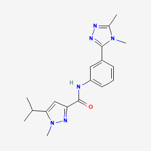 molecular formula C18H22N6O B7149386 N-[3-(4,5-dimethyl-1,2,4-triazol-3-yl)phenyl]-1-methyl-5-propan-2-ylpyrazole-3-carboxamide 