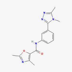 molecular formula C16H17N5O2 B7149387 N-[3-(4,5-dimethyl-1,2,4-triazol-3-yl)phenyl]-2,4-dimethyl-1,3-oxazole-5-carboxamide 