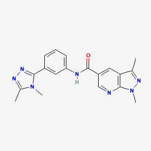 molecular formula C19H19N7O B7149395 N-[3-(4,5-dimethyl-1,2,4-triazol-3-yl)phenyl]-1,3-dimethylpyrazolo[3,4-b]pyridine-5-carboxamide 