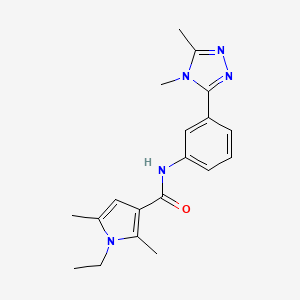 molecular formula C19H23N5O B7149486 N-[3-(4,5-dimethyl-1,2,4-triazol-3-yl)phenyl]-1-ethyl-2,5-dimethylpyrrole-3-carboxamide 