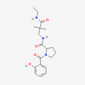 molecular formula C19H27N3O4 B7149570 N-[3-(ethylamino)-2,2-dimethyl-3-oxopropyl]-1-(2-hydroxybenzoyl)pyrrolidine-2-carboxamide 