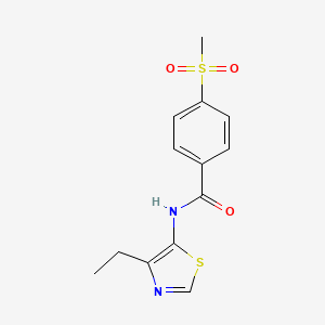 molecular formula C13H14N2O3S2 B7149750 N-(4-ethyl-1,3-thiazol-5-yl)-4-methylsulfonylbenzamide 