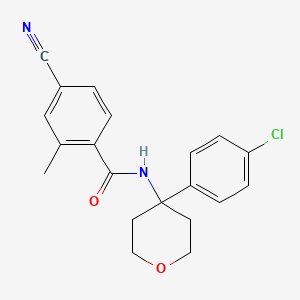 molecular formula C20H19ClN2O2 B7149907 N-[4-(4-chlorophenyl)oxan-4-yl]-4-cyano-2-methylbenzamide 