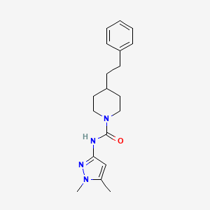 molecular formula C19H26N4O B7150049 N-(1,5-dimethylpyrazol-3-yl)-4-(2-phenylethyl)piperidine-1-carboxamide 