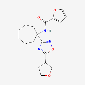 molecular formula C18H23N3O4 B7150153 N-[1-[5-(oxolan-3-yl)-1,2,4-oxadiazol-3-yl]cycloheptyl]furan-2-carboxamide 