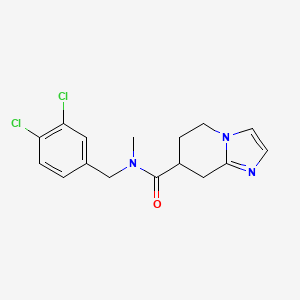 molecular formula C16H17Cl2N3O B7150170 N-[(3,4-dichlorophenyl)methyl]-N-methyl-5,6,7,8-tetrahydroimidazo[1,2-a]pyridine-7-carboxamide 