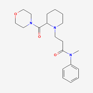 molecular formula C20H29N3O3 B7150298 N-methyl-3-[2-(morpholine-4-carbonyl)piperidin-1-yl]-N-phenylpropanamide 