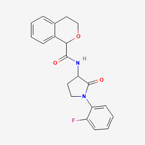 molecular formula C20H19FN2O3 B7150396 N-[1-(2-fluorophenyl)-2-oxopyrrolidin-3-yl]-3,4-dihydro-1H-isochromene-1-carboxamide 