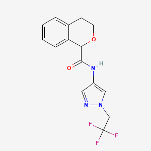 molecular formula C15H14F3N3O2 B7150400 N-[1-(2,2,2-trifluoroethyl)pyrazol-4-yl]-3,4-dihydro-1H-isochromene-1-carboxamide 