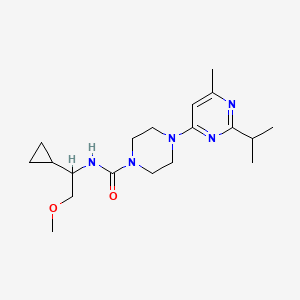 molecular formula C19H31N5O2 B7150418 N-(1-cyclopropyl-2-methoxyethyl)-4-(6-methyl-2-propan-2-ylpyrimidin-4-yl)piperazine-1-carboxamide 