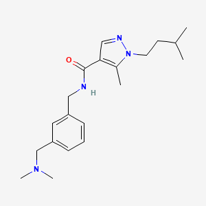 molecular formula C20H30N4O B7150419 N-[[3-[(dimethylamino)methyl]phenyl]methyl]-5-methyl-1-(3-methylbutyl)pyrazole-4-carboxamide 