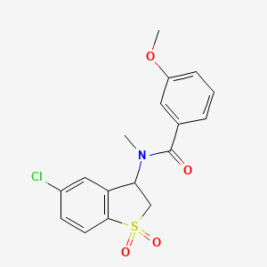 molecular formula C17H16ClNO4S B7150421 N-(5-chloro-1,1-dioxo-2,3-dihydro-1-benzothiophen-3-yl)-3-methoxy-N-methylbenzamide 