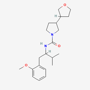 molecular formula C21H32N2O3 B7150543 N-[1-(2-methoxyphenyl)-3-methylbutan-2-yl]-3-(oxolan-3-yl)pyrrolidine-1-carboxamide 