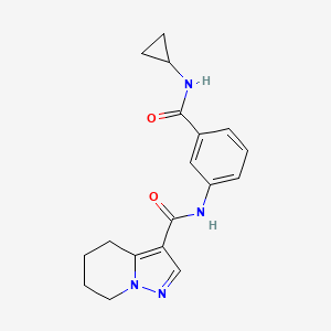 molecular formula C18H20N4O2 B7150578 N-[3-(cyclopropylcarbamoyl)phenyl]-4,5,6,7-tetrahydropyrazolo[1,5-a]pyridine-3-carboxamide 