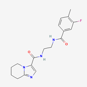 molecular formula C18H21FN4O2 B7150604 N-[2-[(3-fluoro-4-methylbenzoyl)amino]ethyl]-5,6,7,8-tetrahydroimidazo[1,2-a]pyridine-3-carboxamide 
