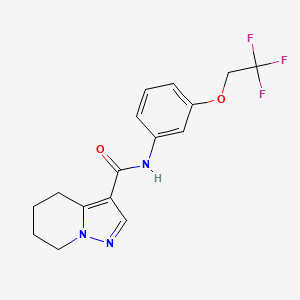 molecular formula C16H16F3N3O2 B7150616 N-[3-(2,2,2-trifluoroethoxy)phenyl]-4,5,6,7-tetrahydropyrazolo[1,5-a]pyridine-3-carboxamide 