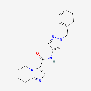 molecular formula C18H19N5O B7150631 N-(1-benzylpyrazol-4-yl)-5,6,7,8-tetrahydroimidazo[1,2-a]pyridine-3-carboxamide 